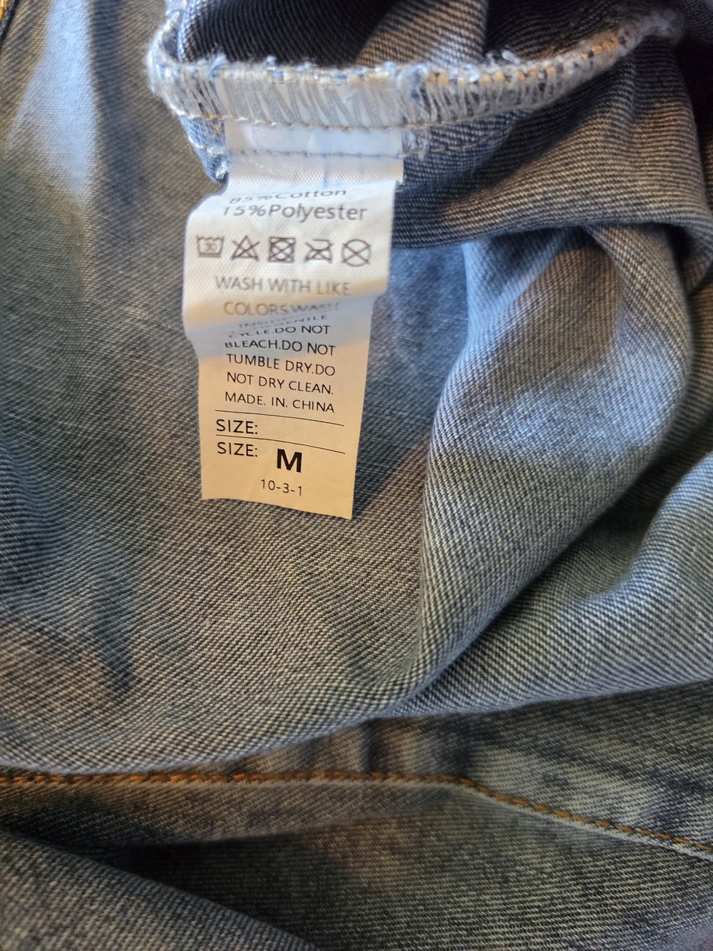 Long Button-Front Denim Duster - Medium Blue - Picture 4 of 4